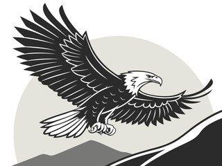 Fototapeta premium Powerful Bald Eagle in Flight, Perfect for Logos and Designs