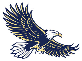 Fototapeta premium Powerful Bald Eagle in Flight, Perfect for Logos and Designs