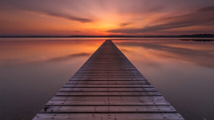 Obraz premium Pier Landscape on Water at Dusk