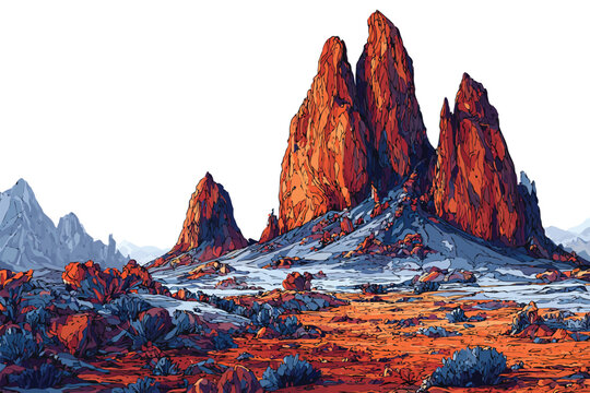 Towering Volcanic Plugs isolated