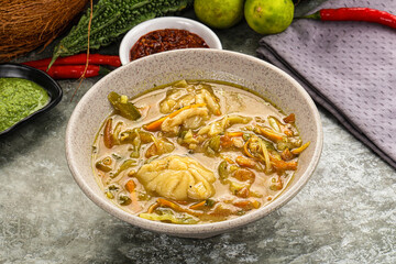 Chinese wonton soup with dumplings