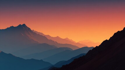 Obraz premium abstract distant ridge silhouette at Sunset concept for background