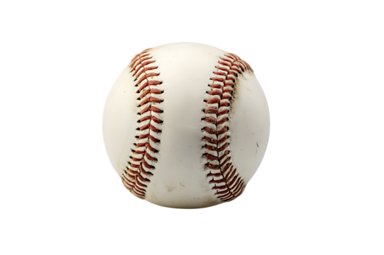 A Well-Used Baseball Ready for the Next Big Game  Isolated on transparent background, cutout	