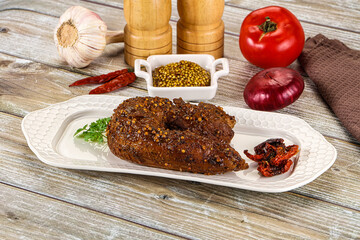 Baked pork tenderloin with mustard