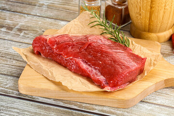 Raw beef flesh for cooking