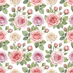 Watercolor Seamless Rose Pattern