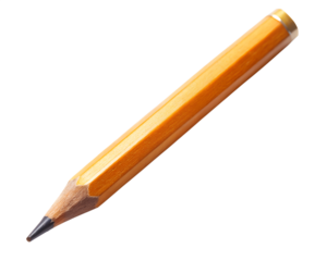 A sharpened yellow pencil isolated on transparent background