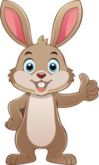 Obraz premium Cute brown Cartoon Bunny Giving Thumbs Up