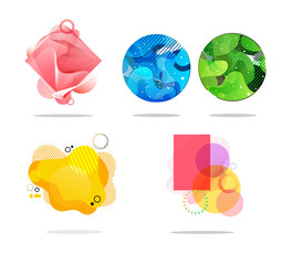 Vibrant abstract geometric background collection with cmyk colors