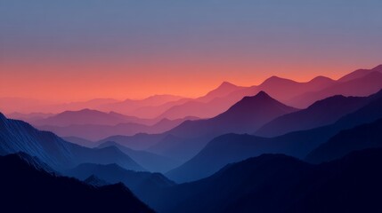 Fototapeta premium abstract distant ridge silhouette at Sunset concept for background