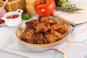 Grilled pork neck meat shashlik