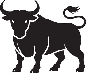Bull silhouette icon. strength and perseverance symbol. vector image of animal 