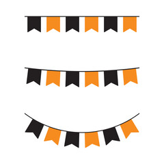 Seamless Orange and Black Halloween Party Bunting Decoration Illustration.