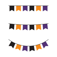 Seamless Orange, Purple and Black Halloween Party Bunting Decoration Illustration.