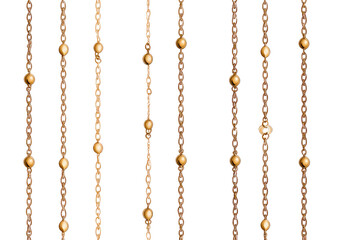 Vertical gold chains with round beads