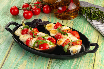 Baked eggplant with cherry and mozzarella