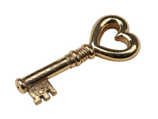 Golden heart-shaped key, close-up