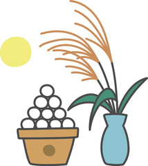 お月見だんごとススキ