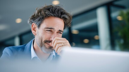 Stressed Businessman at Work in Modern Office