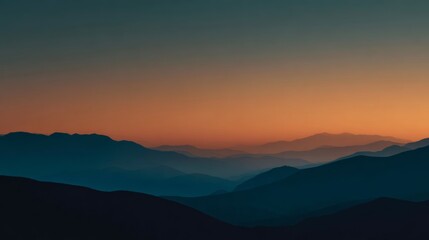 abstract distant ridge silhouette at Sunset concept for background