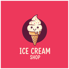 A cute lovely ice-cream cartoon illustration