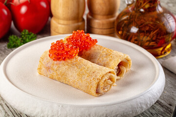 Gourmet Panccakes with red caviar