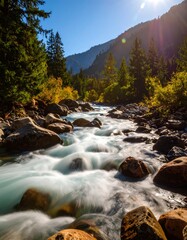 Mountain stream flowing over rocks (1)