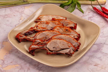 Roasted gourmet duck fillet slices