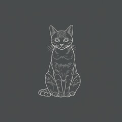 Elegant illustration of a seated cat, capturing its charm and personality in a minimalist style.