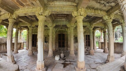 Fototapeta premium Small Heritage Temple in Chittorgarh Fort Complex with Traditional Stone Architecture
