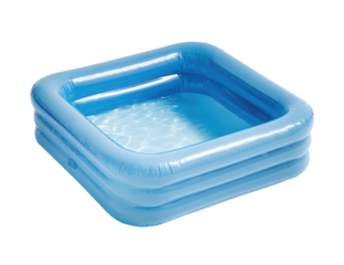 Inflatable square kiddie pool, light-blue