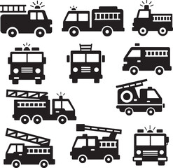 Fire Truck Silhouette, Clipart for Emergency Use