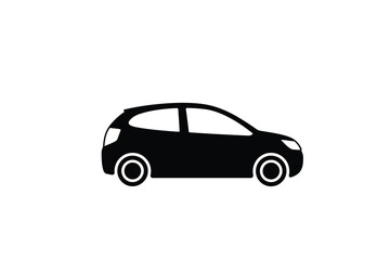 Fototapeta premium Black hatchback car silhouette white background