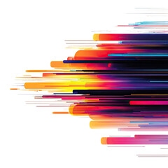 Fototapeta premium Abstract vibrant digital art; layered, streaked colors explode from a central point