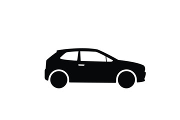 Fototapeta premium Black hatchback car silhouette white background