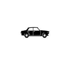 Fototapeta premium A simple black silhouette of a classic sedan car isolated on a white background illustration