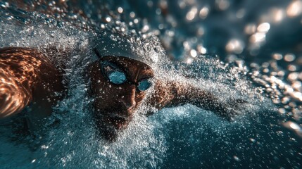 Freestyle swimming technique viewed underwater