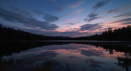 Twilight Serenity Lake Reflection at Dusk