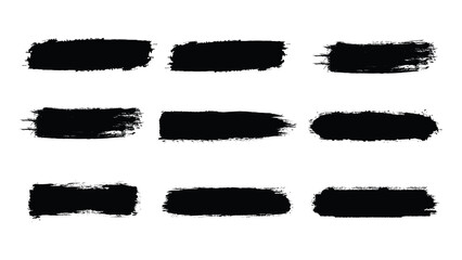 Hand Drawn Black Brush Stroke Set