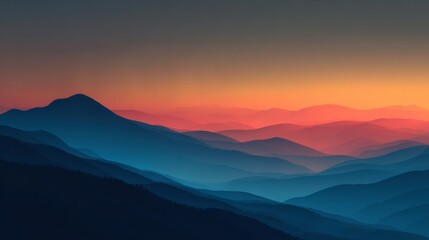 Fototapeta premium abstract distant ridge silhouette at Sunset concept for background