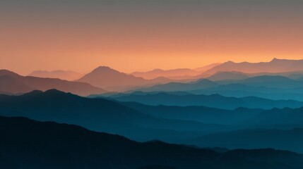 Fototapeta premium abstract distant ridge silhouette at Sunset concept for background