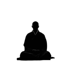 Silhouette of a seated monk in meditation