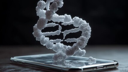 Synthetic biology technology digital dna strand concept emerging from smartphone screen showing innovative science and synthetic - Powered by Adobe