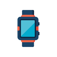 Smartwatch Illustration with Blue Screen and Orange Accents on a White Background