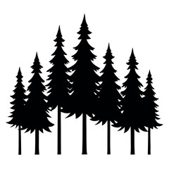 Obraz premium Bundle of 12 pine tree silhouettes isolated on white background