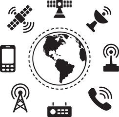 set of wireless satellite technology, vector 