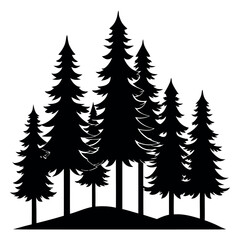 Obraz premium Silhouettes of evergreen trees in a forest&nbsp;setting