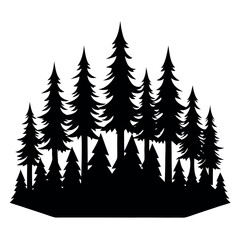 Obraz premium Silhouettes of evergreen trees in a forest&nbsp;setting