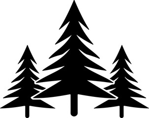 Obraz premium Three stylized evergreen trees in a simple black silhouette design