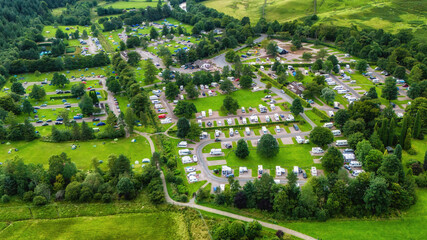 Glen Nevis caravan and motorhome camping site at the foot of Ben Nevis, Scotland